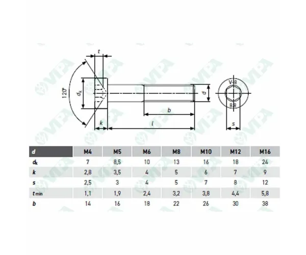 TORNILLO DIN 7984 8.8 M8X55