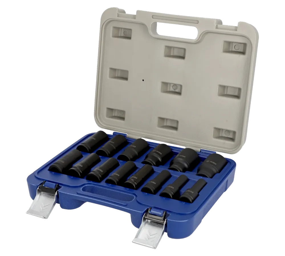 JUEGO DE 14 VASOS HEXAGONALES DE IMPACTO 1/2", EN CAJA DE PLASTICO IRIMO 168-14-4