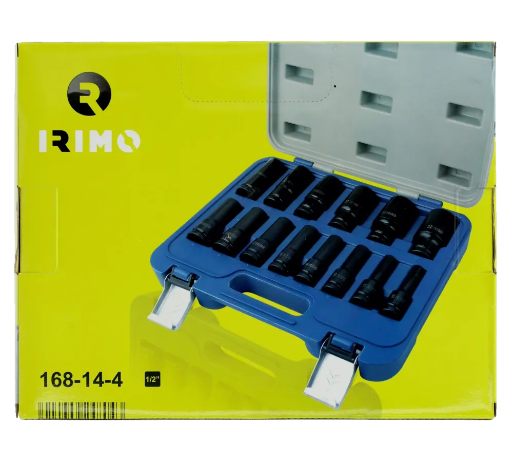 JUEGO DE 14 VASOS HEXAGONALES DE IMPACTO 1/2", EN CAJA DE PLASTICO IRIMO 168-14-4 2