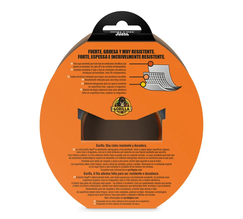CINTA AMERICANA REFORZADA NEGRA GORILLA TAPE 32 M.
