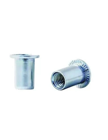 Tuerca Remachable Acero Cabeza Ancha Fondo Abierto M-5 Espesor de 0,25 a 3,00 mm. - 7,0 x 12,00