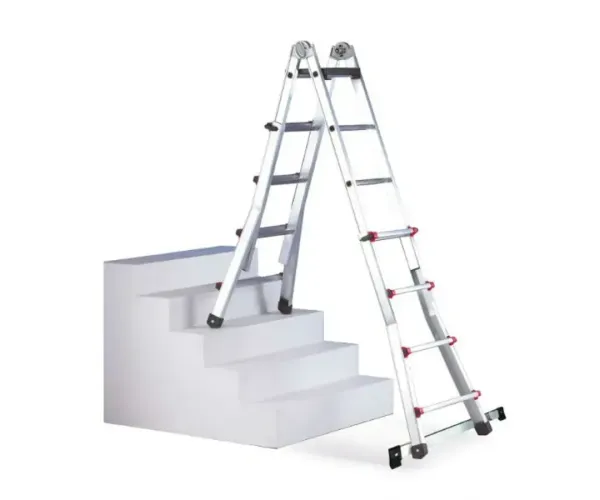 Escalera telescópica tijera y apoyo aluminio ESCALÍSIMA 6+6 peldaños EN 131