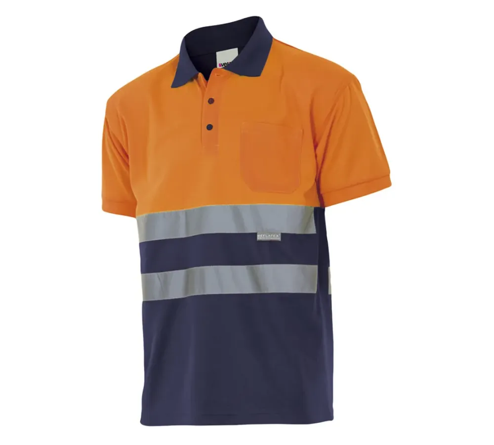 Polo Bicolor Alta Visibilidad. Sup Nar/Inf Mar Talla S-5Xl