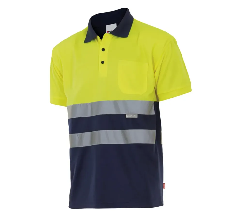 Polo Bicolor Alta Visibilidad. Sup Ama/Inf Mar Talla S-5Xl