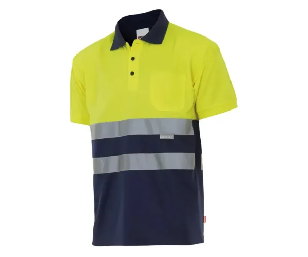 Polo Bicolor Alta Visibilidad. Sup Ama/Inf Mar Talla S-5Xl