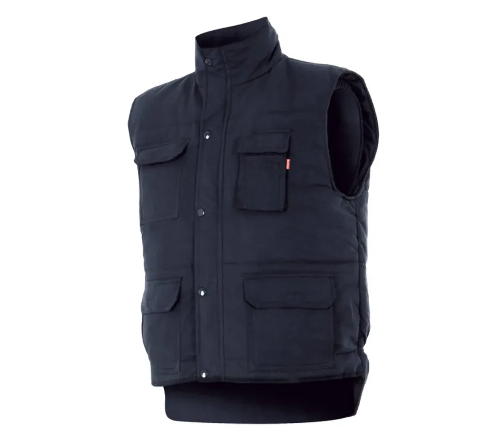 Chaleco con cintas acolchado multibolsillos de alta visibilidad. Azul navy