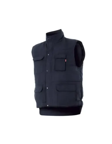 Chaleco con cintas acolchado multibolsillos de alta visibilidad. Azul navy
