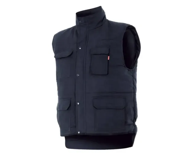 Chaleco con cintas acolchado multibolsillos de alta visibilidad. Azul navy