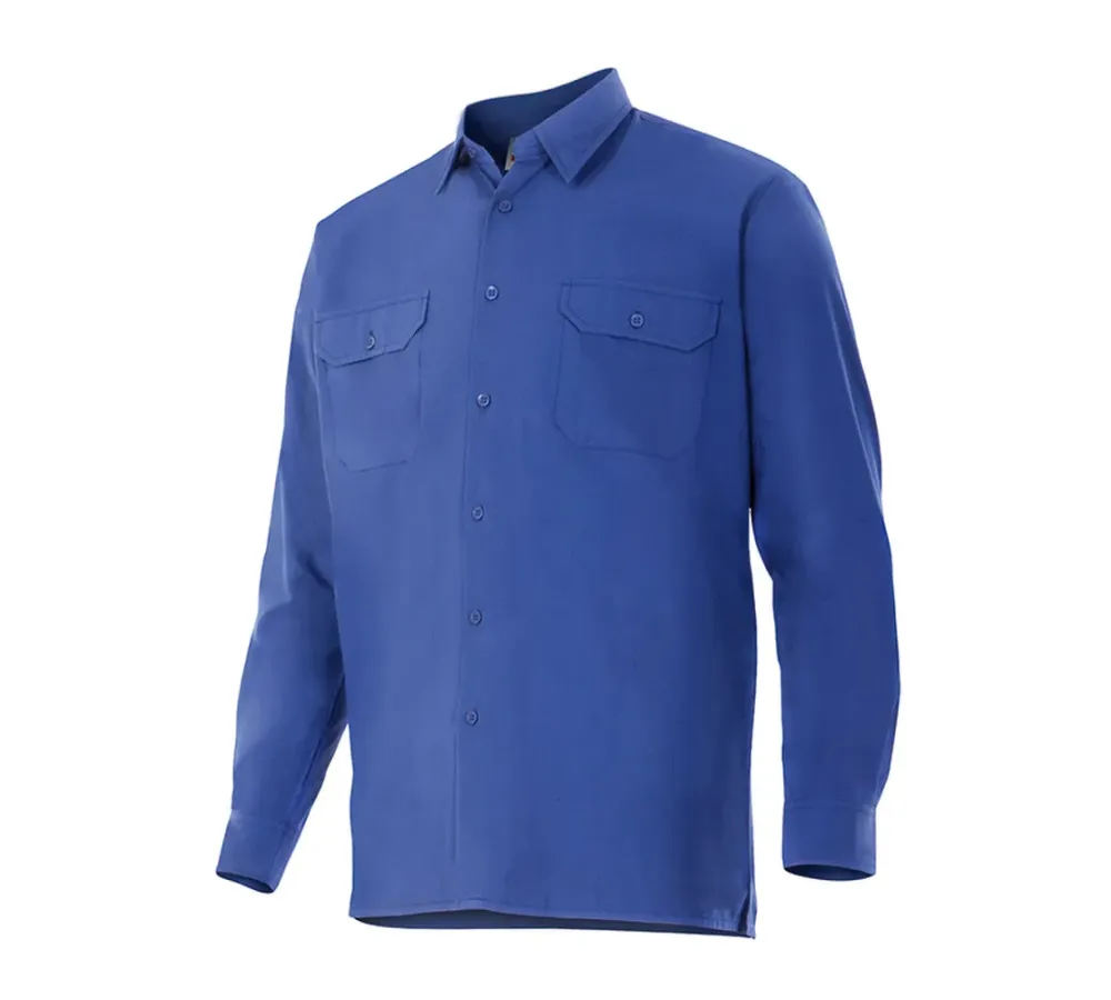 Camisa Manga Larga 2 Bolsillos. Azulina Talla S-3Xl