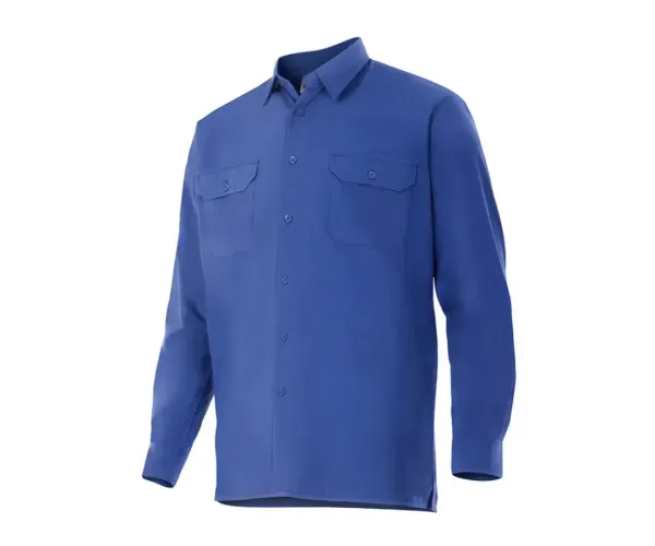 Camisa Manga Larga 2 Bolsillos. Azulina Talla S-3Xl